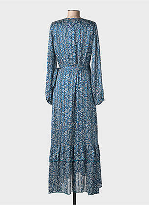 Robe longue imprimé fantaisie manches longues bleu MOLLY BRACKEN femme