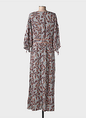 Robe longue imprimé fantaisie manches longues marron RUE MAZARINE femme