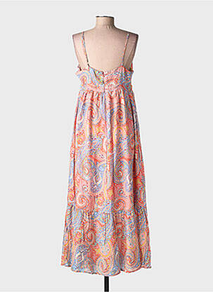 Robe mi-longue imprimé fantaisie fines bretelles orange MOLLY BRACKEN femme