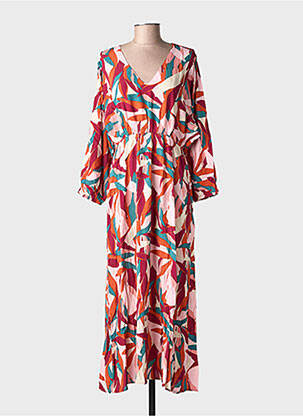 Robe longue imprimé fantaisie manches longues rose GRACE & MILA femme