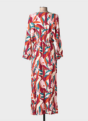 Robe longue imprimé fantaisie manches longues rose GRACE & MILA femme
