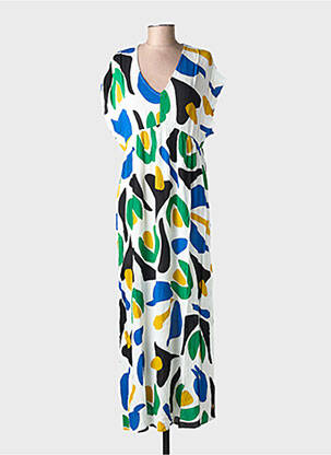 Robe longue imprimé fantaisie manches courtes vert LES TROPEZIENNES PAR M.BELARBI femme
