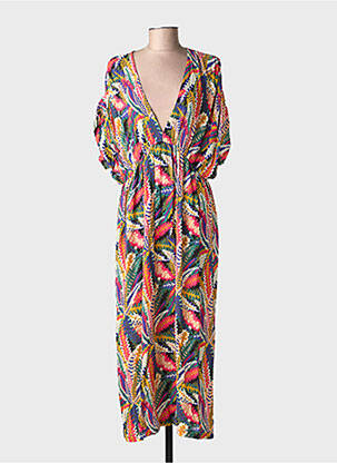 Robe longue imprimé fantaisie manches courtes vert RUE MAZARINE femme