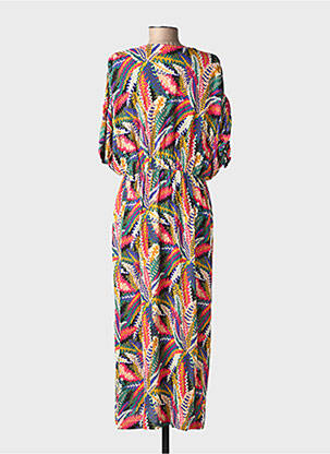 Robe longue imprimé fantaisie manches courtes vert RUE MAZARINE femme