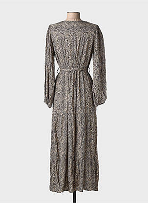 Robe longue imprimé fantaisie manches longues noir GRACE & MILA femme