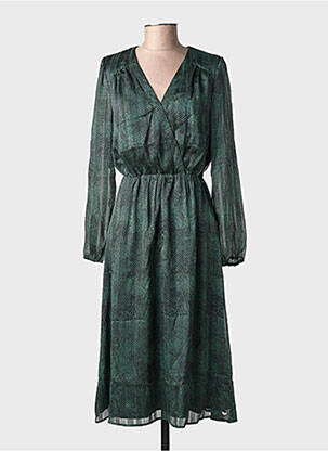 Robe mi-longue imprimé fantaisie manches longues vert LPB LES PETITES BOMBES  femme