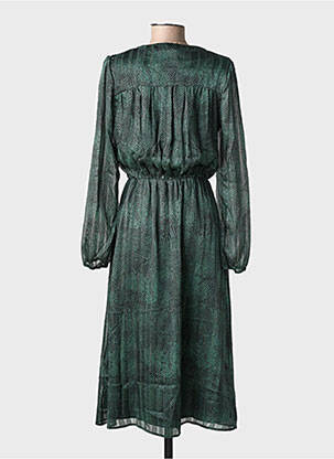 Robe mi-longue imprimé fantaisie manches longues vert LPB LES PETITES BOMBES  femme