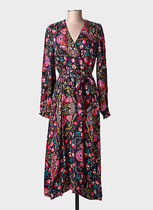 Robe longue imprimé fantaisie manches longues noir MOLLY BRACKEN femme
