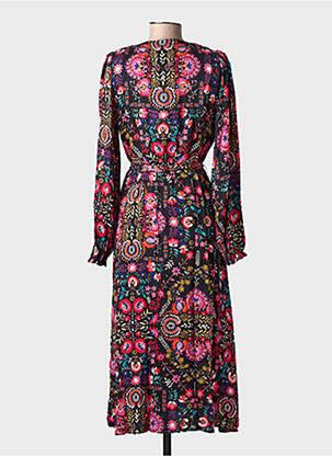 Robe longue imprimé fantaisie manches longues noir MOLLY BRACKEN femme