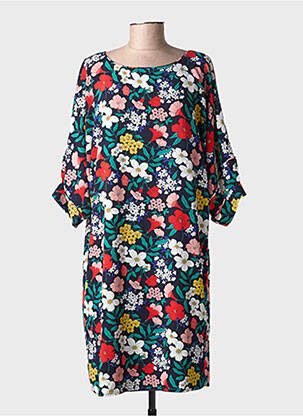 Robe mi-longue imprimé fleurs manches courtes bleu MOLLY BRACKEN femme