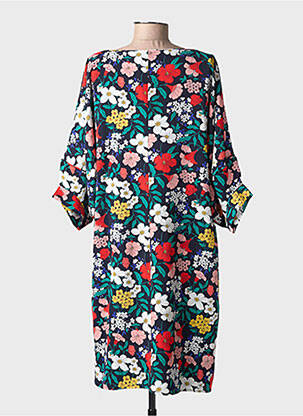Robe mi-longue imprimé fleurs manches courtes bleu MOLLY BRACKEN femme