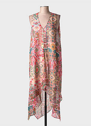 Robe mi-longue imprimé fleurs sans manche rose LPB LES PETITES BOMBES  femme