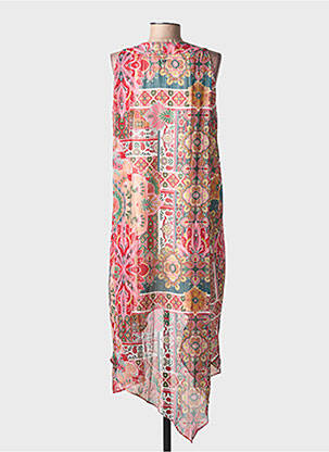 Robe mi-longue imprimé fleurs sans manche rose LPB LES PETITES BOMBES  femme