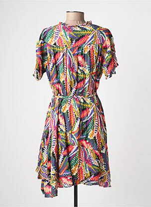 Robe mi-longue imprimé fantaisie manches courtes vert RUE MAZARINE femme