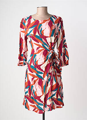 Robe mi-longue manches 3/4 manches 3/4 rose GRACE & MILA femme