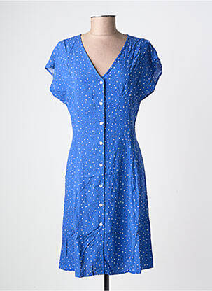 Robe mi-longue manches courtes manches courtes bleu GRACE & MILA femme