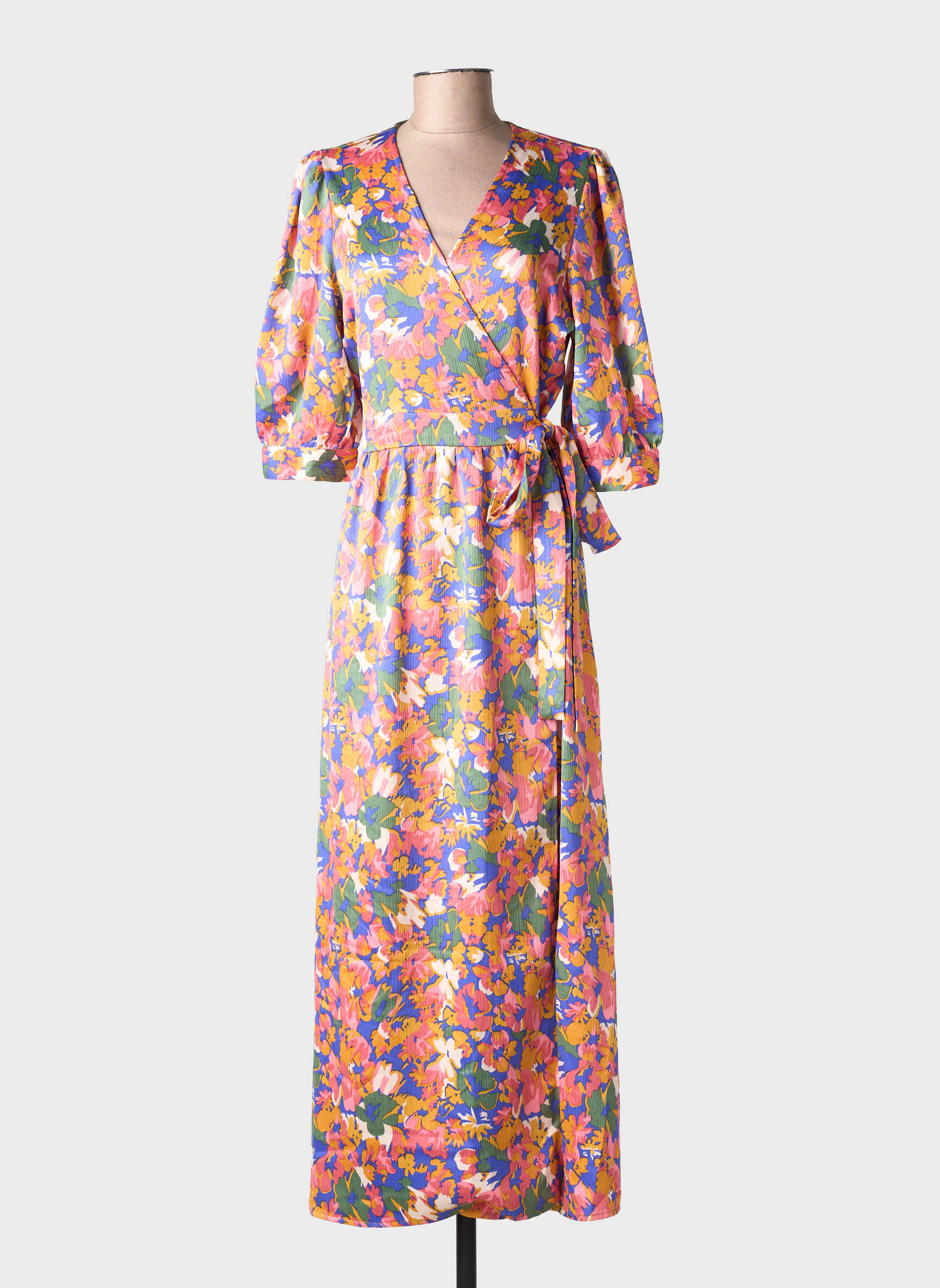 Robe longue imprimé fantaisie manches courtes rose LA PETITE ETOILE femme