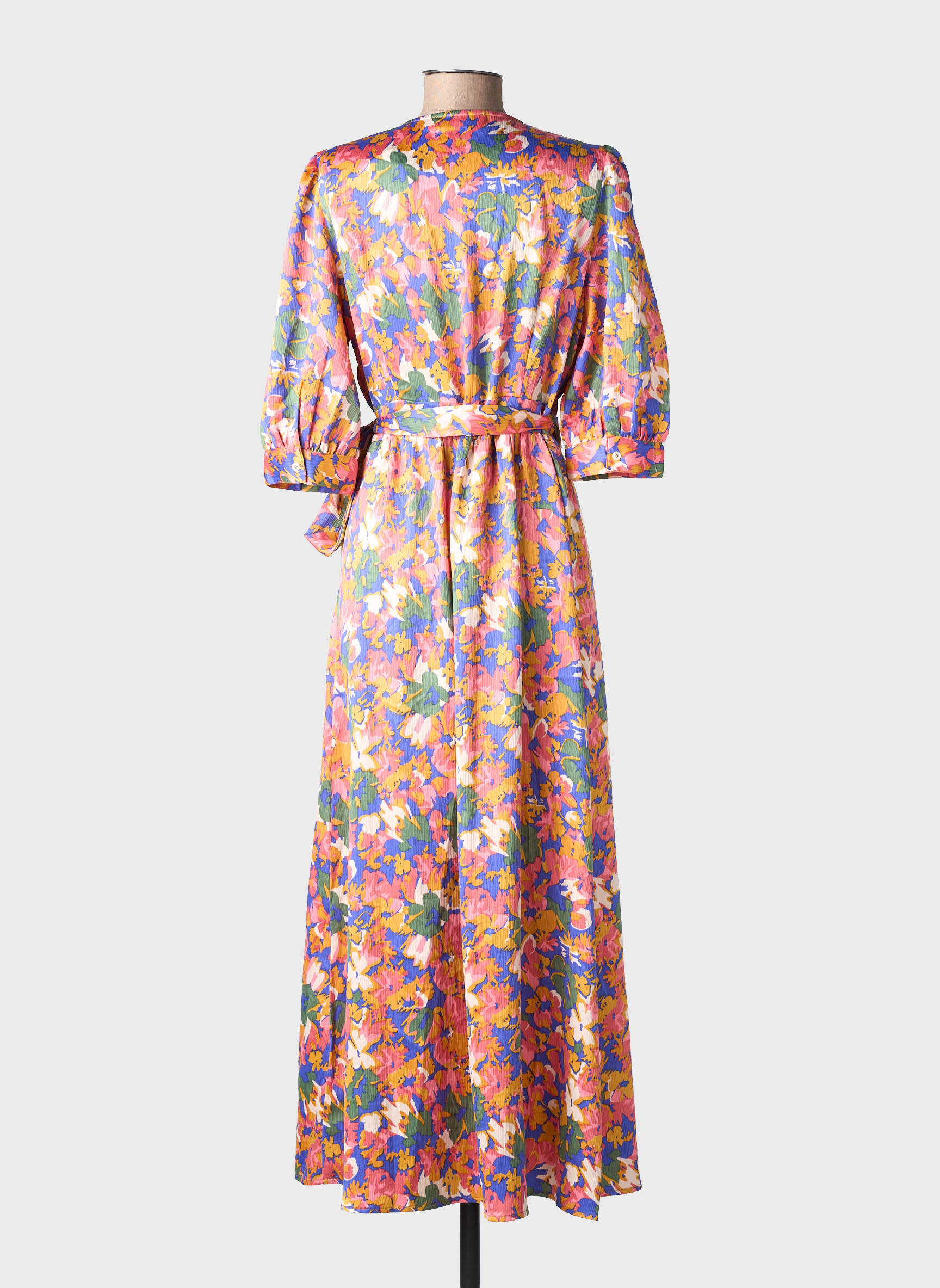 Robe longue imprimé fantaisie manches courtes rose LA PETITE ETOILE femme