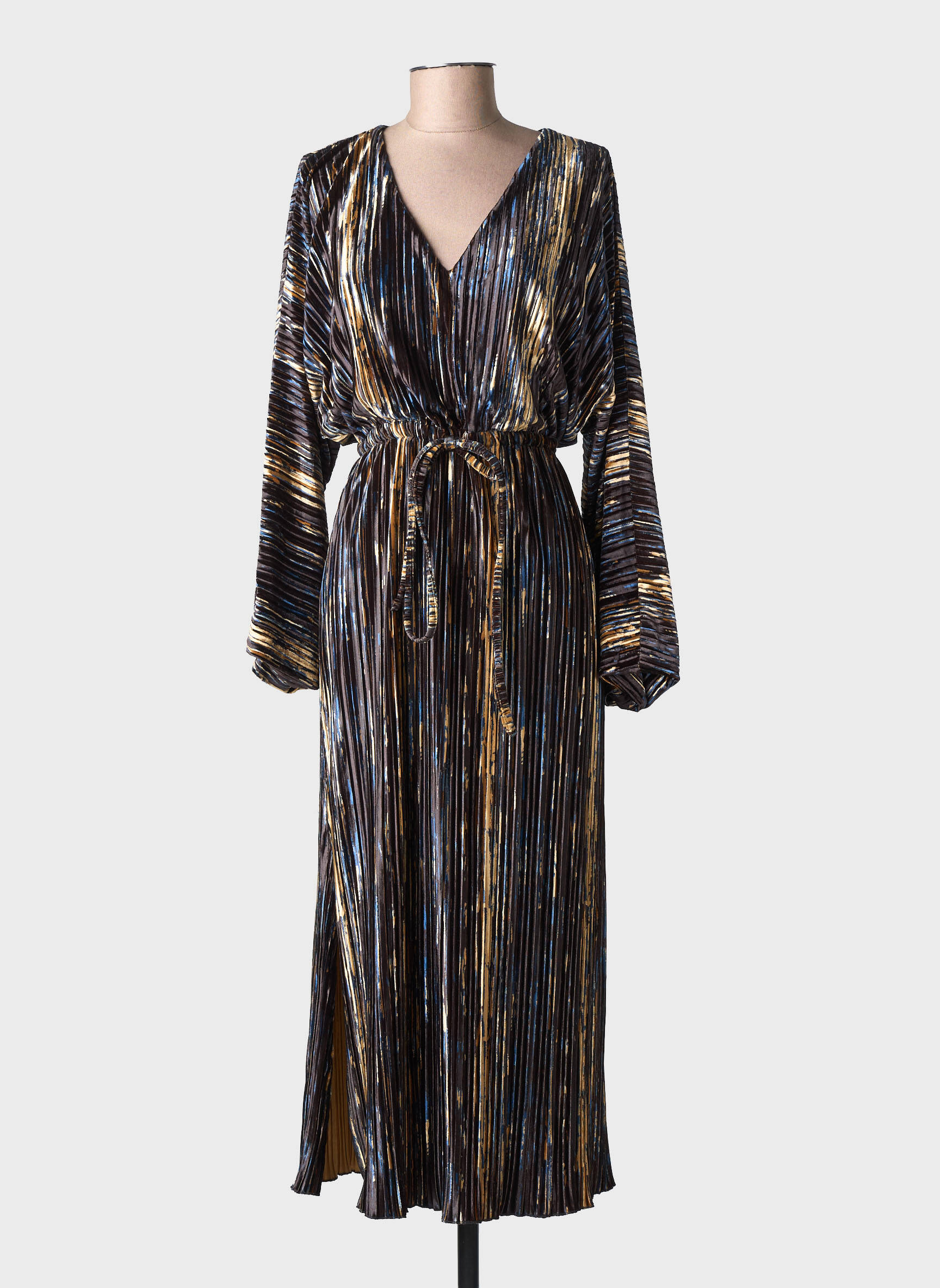 Robe longue imprimé fantaisie manches longues noir RUE MAZARINE femme