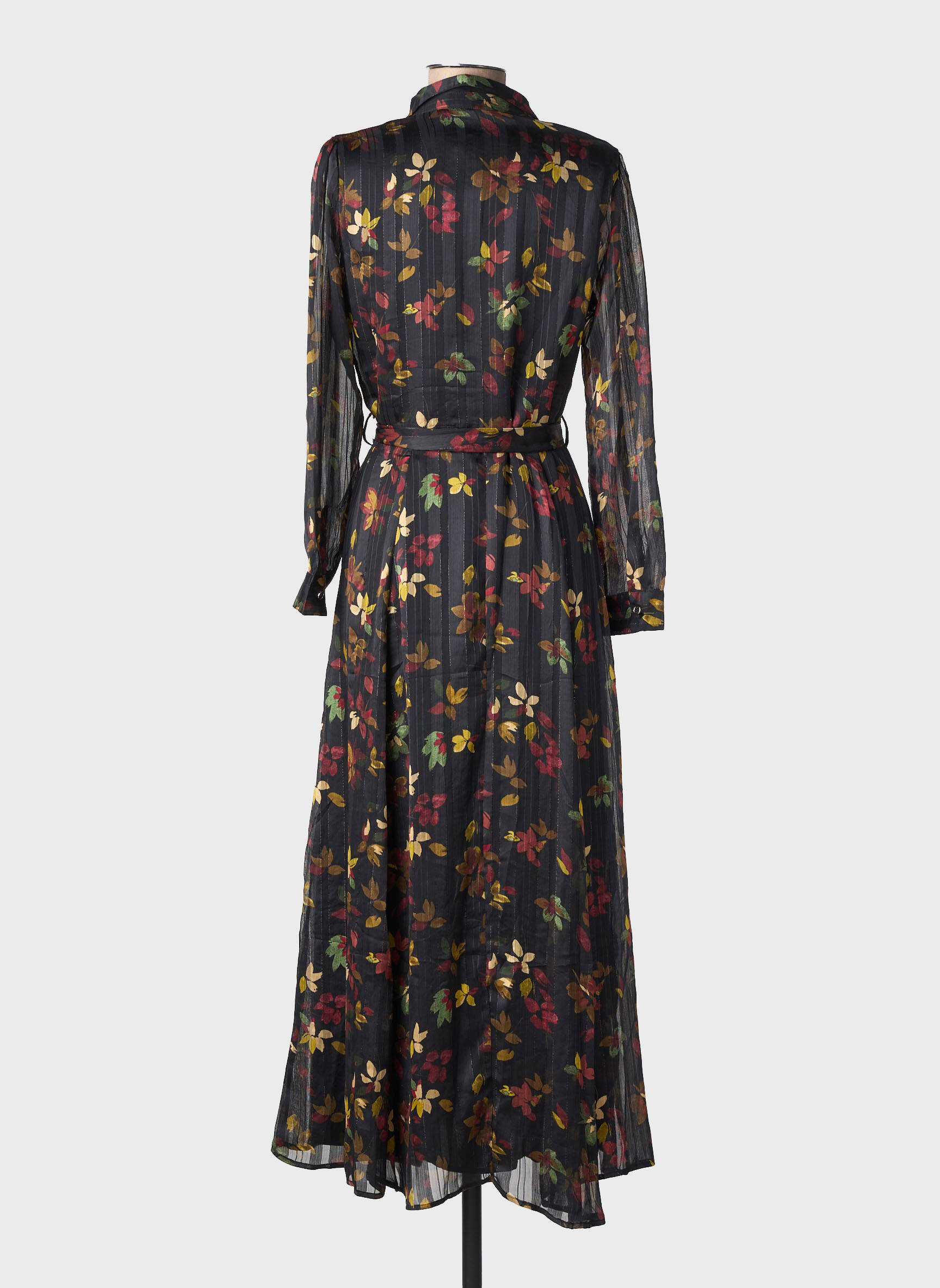 Robe longue imprimé fantaisie manches longues noir LA PETITE ETOILE femme