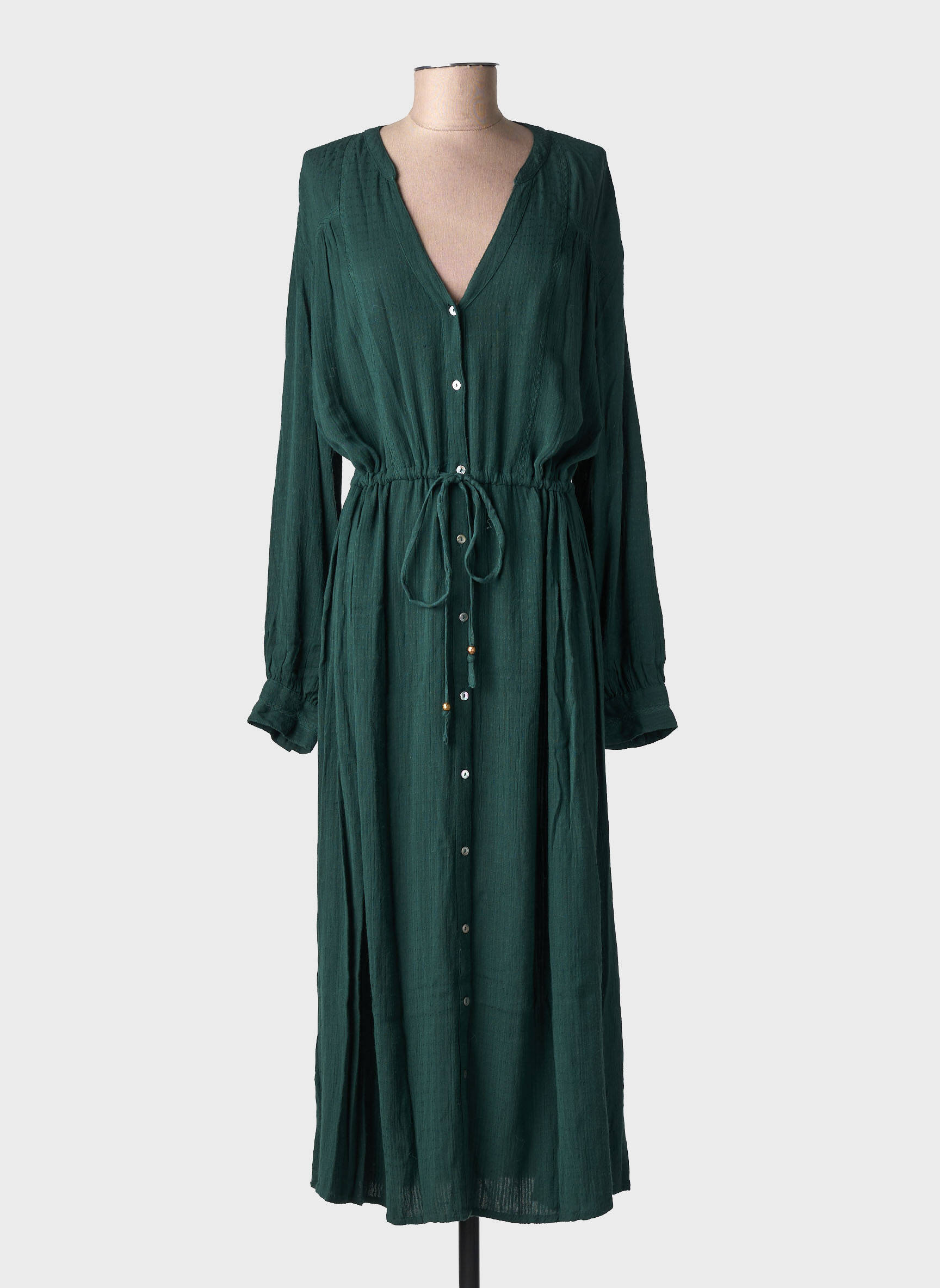 Robe longue manches longues manches longues vert LA PETITE ETOILE femme