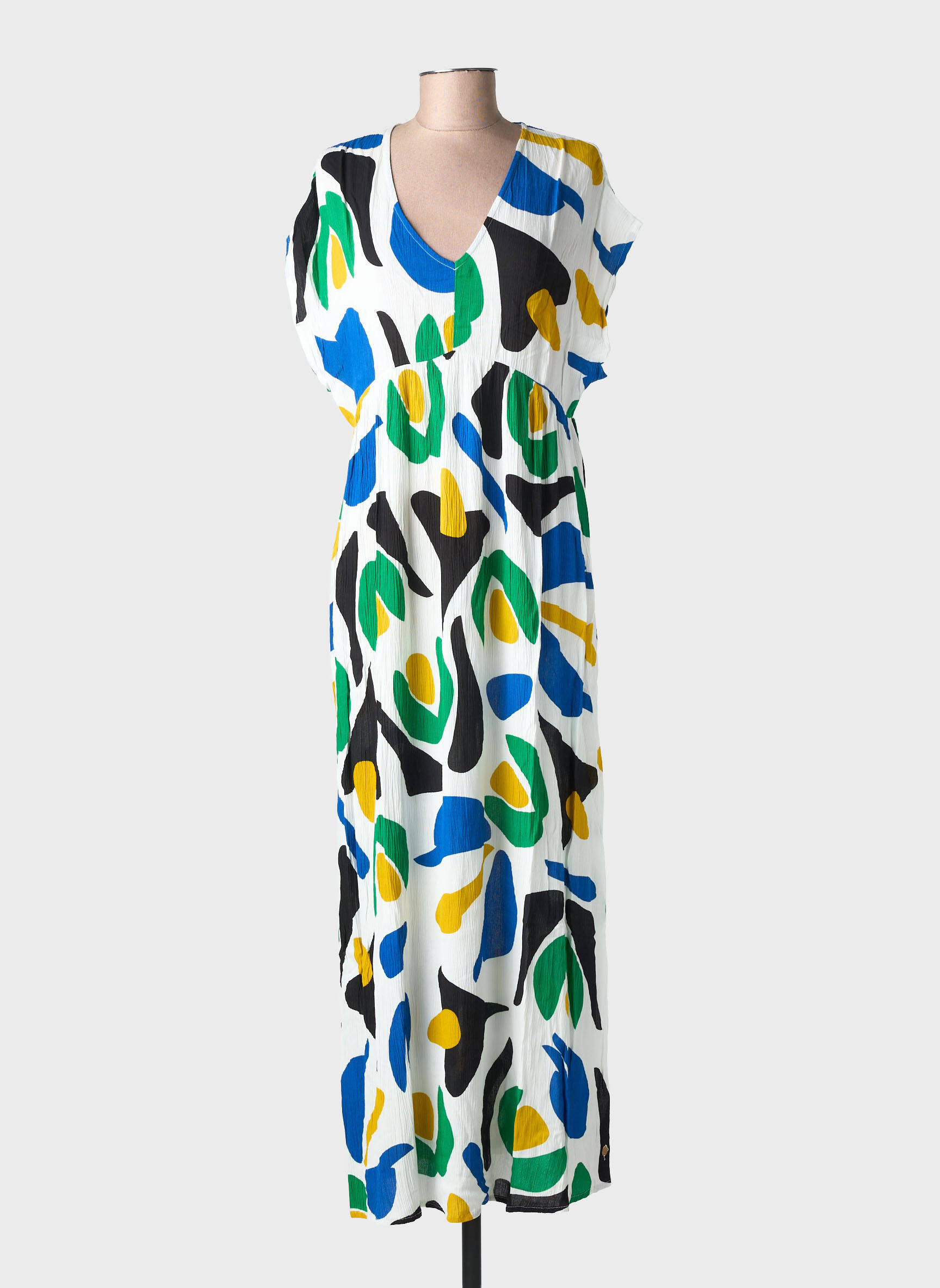 Robe longue imprimé fantaisie manches courtes vert LES TROPEZIENNES PAR M.BELARBI femme