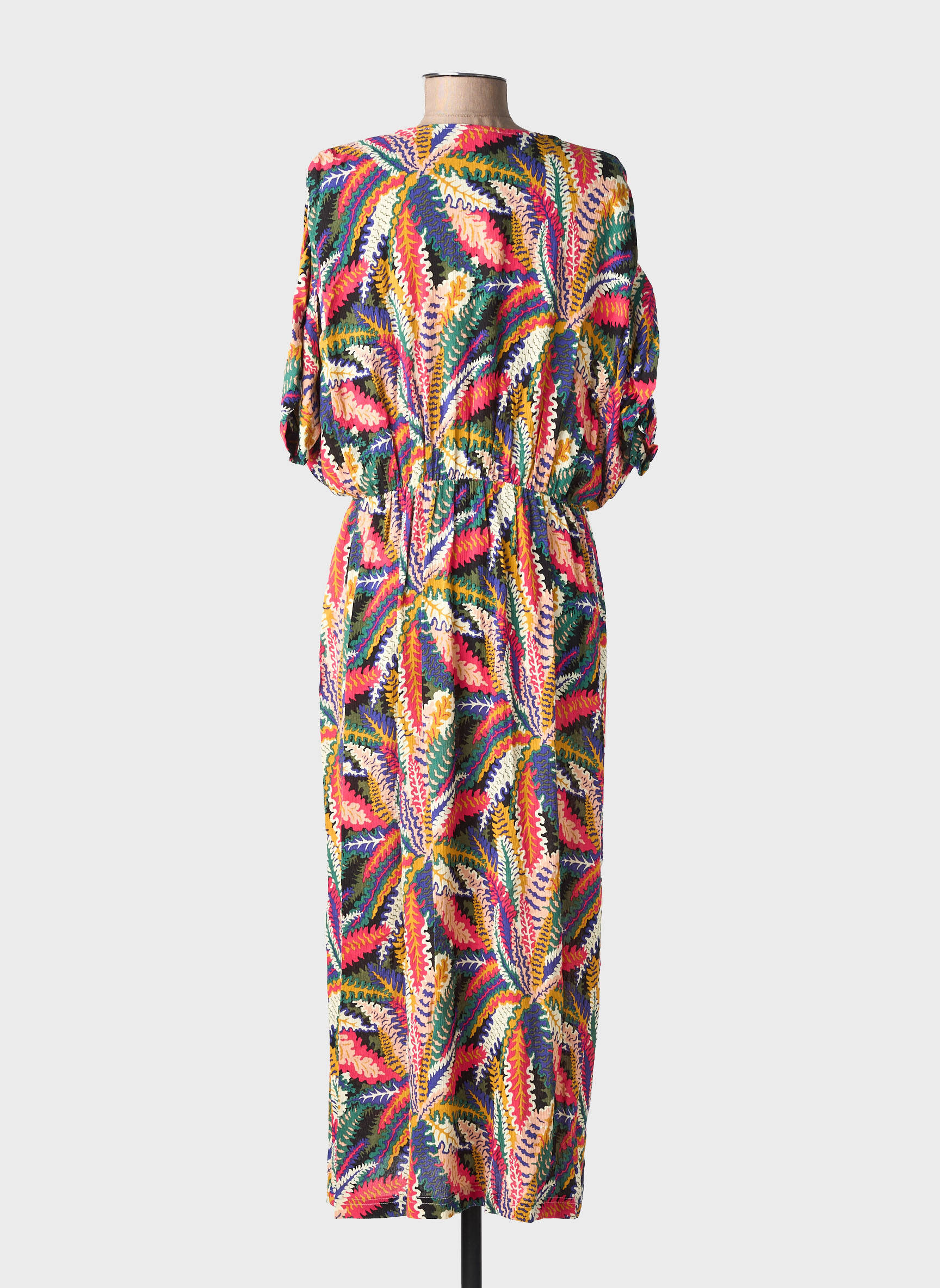 Robe longue imprimé fantaisie manches courtes vert RUE MAZARINE femme