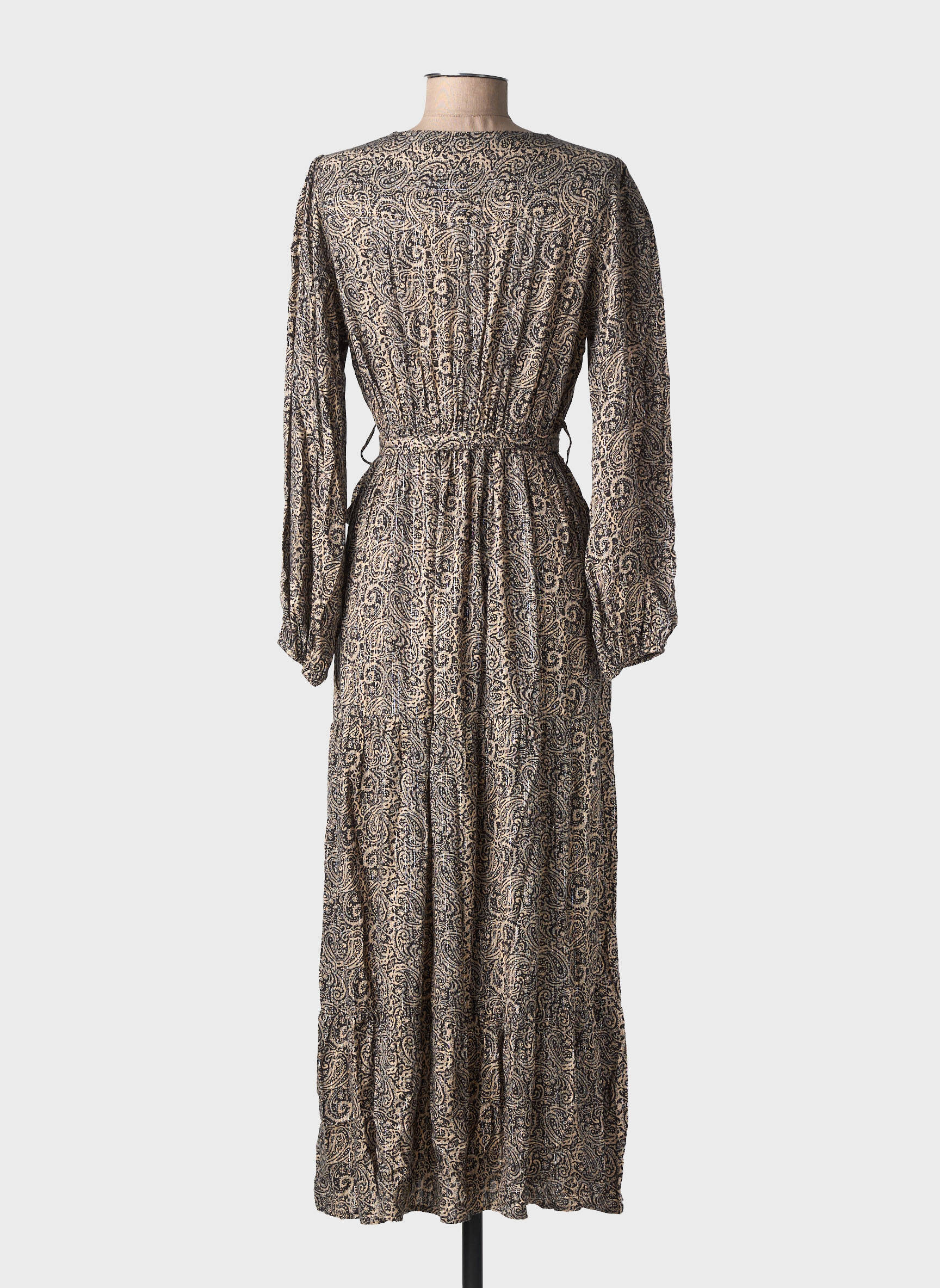 Robe longue imprimé fantaisie manches longues noir GRACE & MILA femme