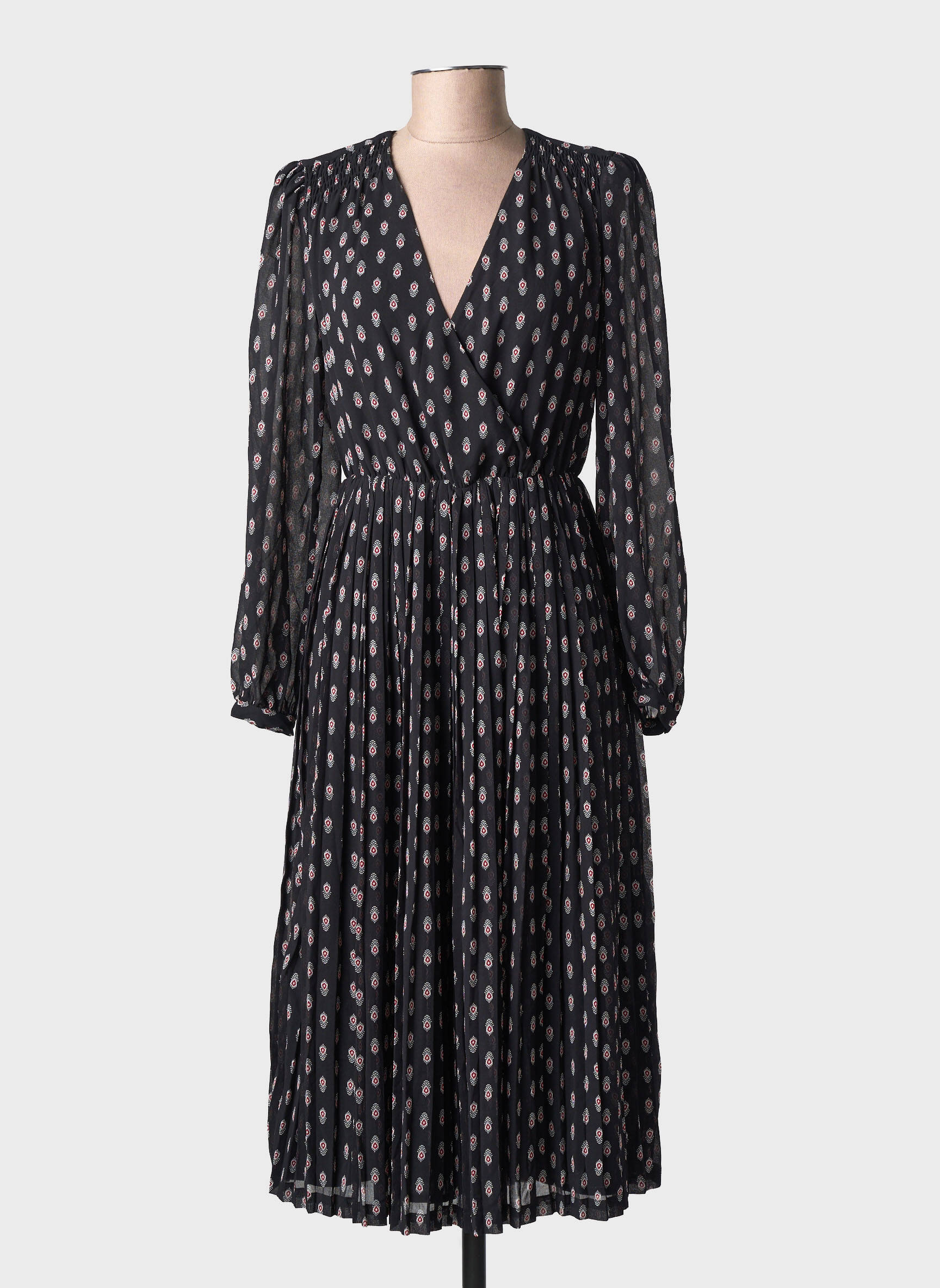 Robe mi-longue imprimé fantaisie manches longues noir PEPE JEANS femme