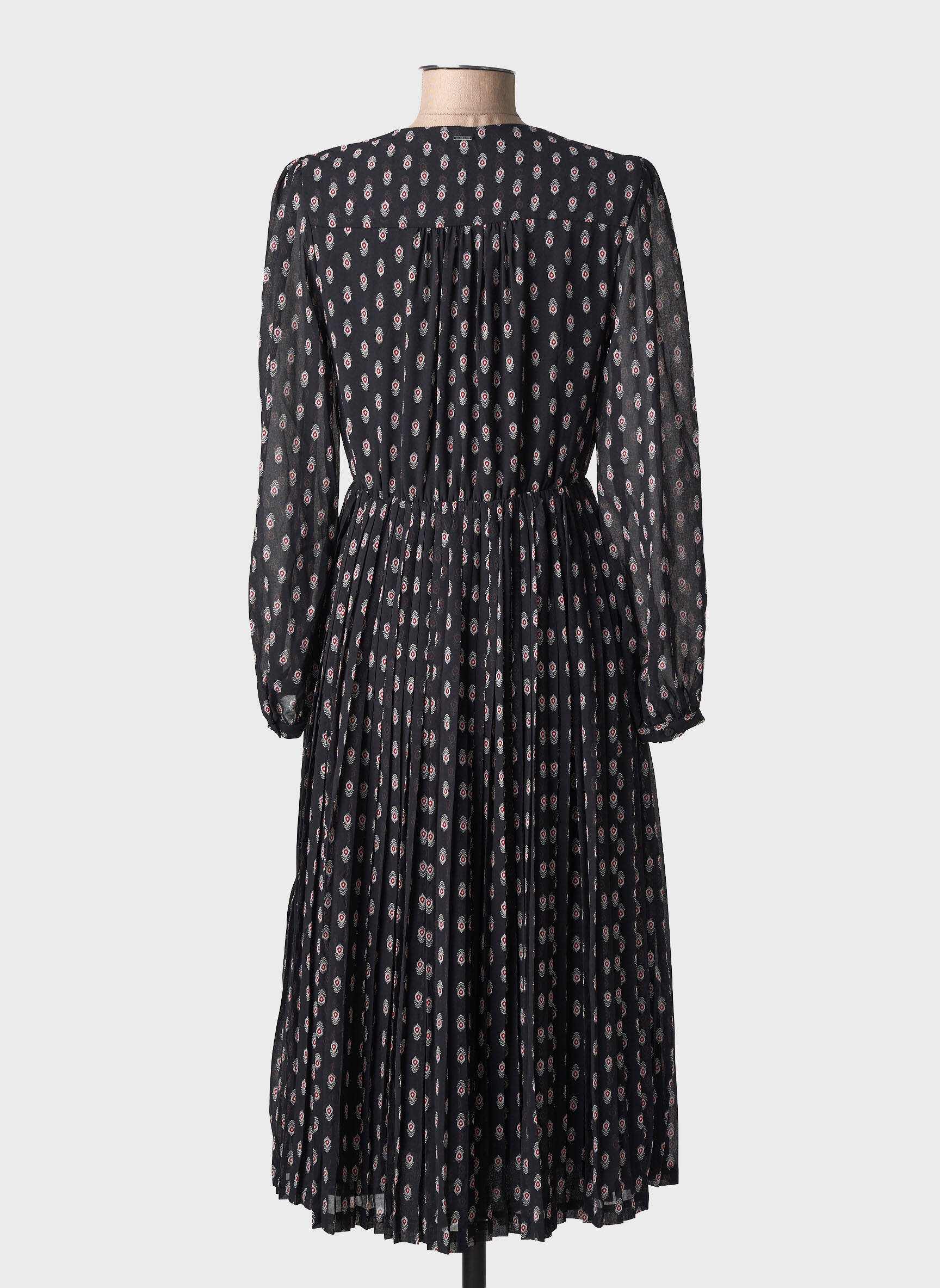 Robe mi-longue imprimé fantaisie manches longues noir PEPE JEANS femme