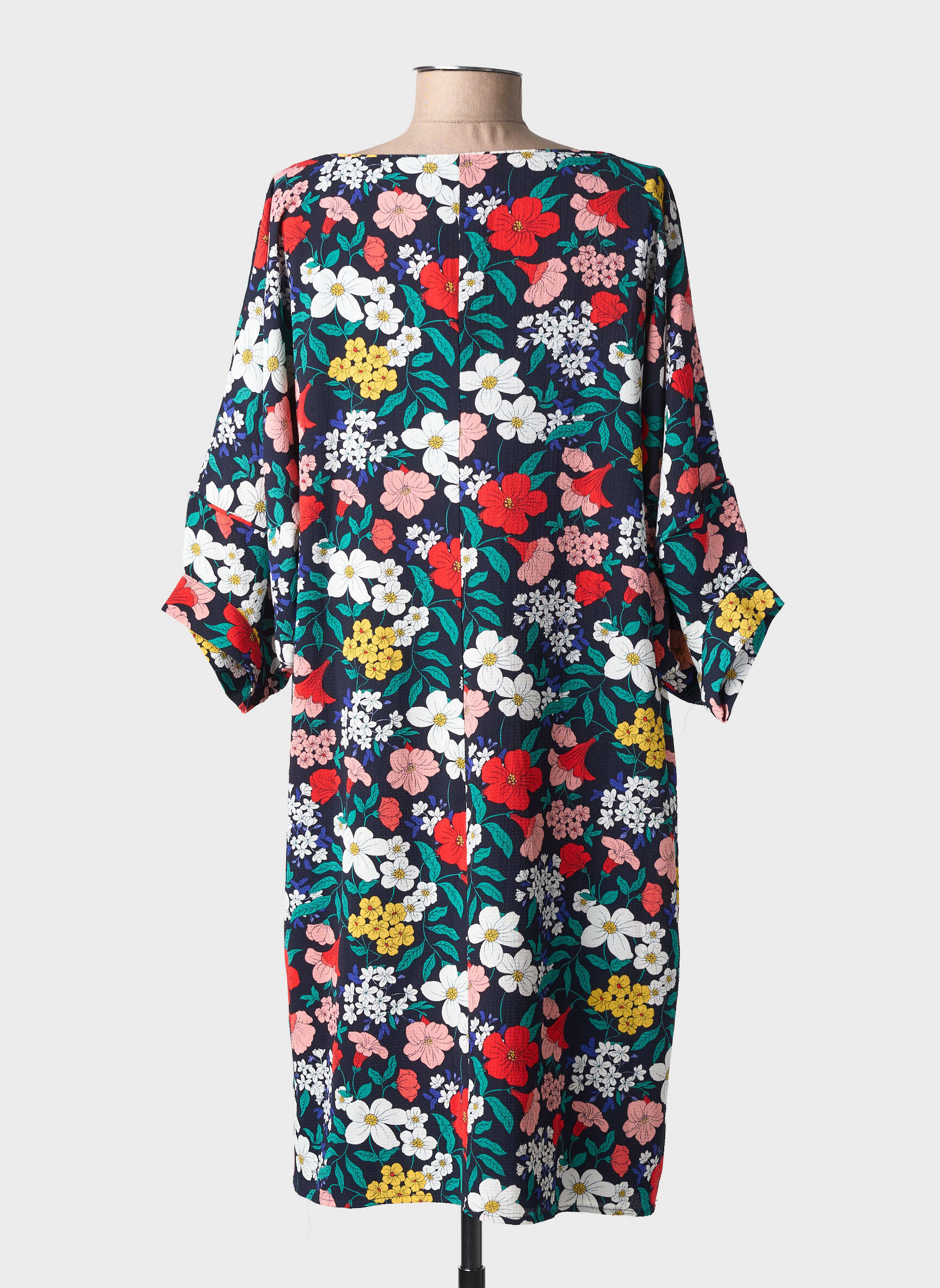 Robe mi-longue imprimé fleurs manches courtes bleu MOLLY BRACKEN femme