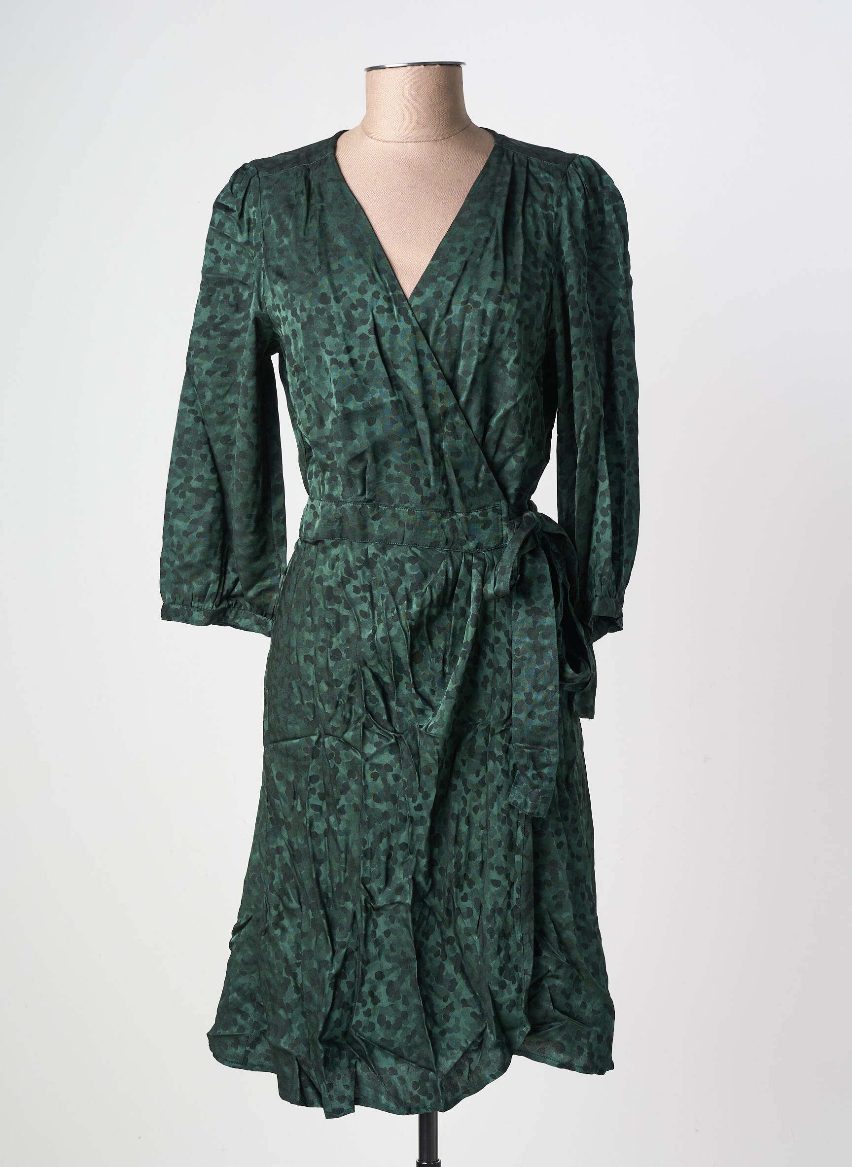 Robe mi-longue manches 3/4 manches 3/4 vert LA PETITE ETOILE femme