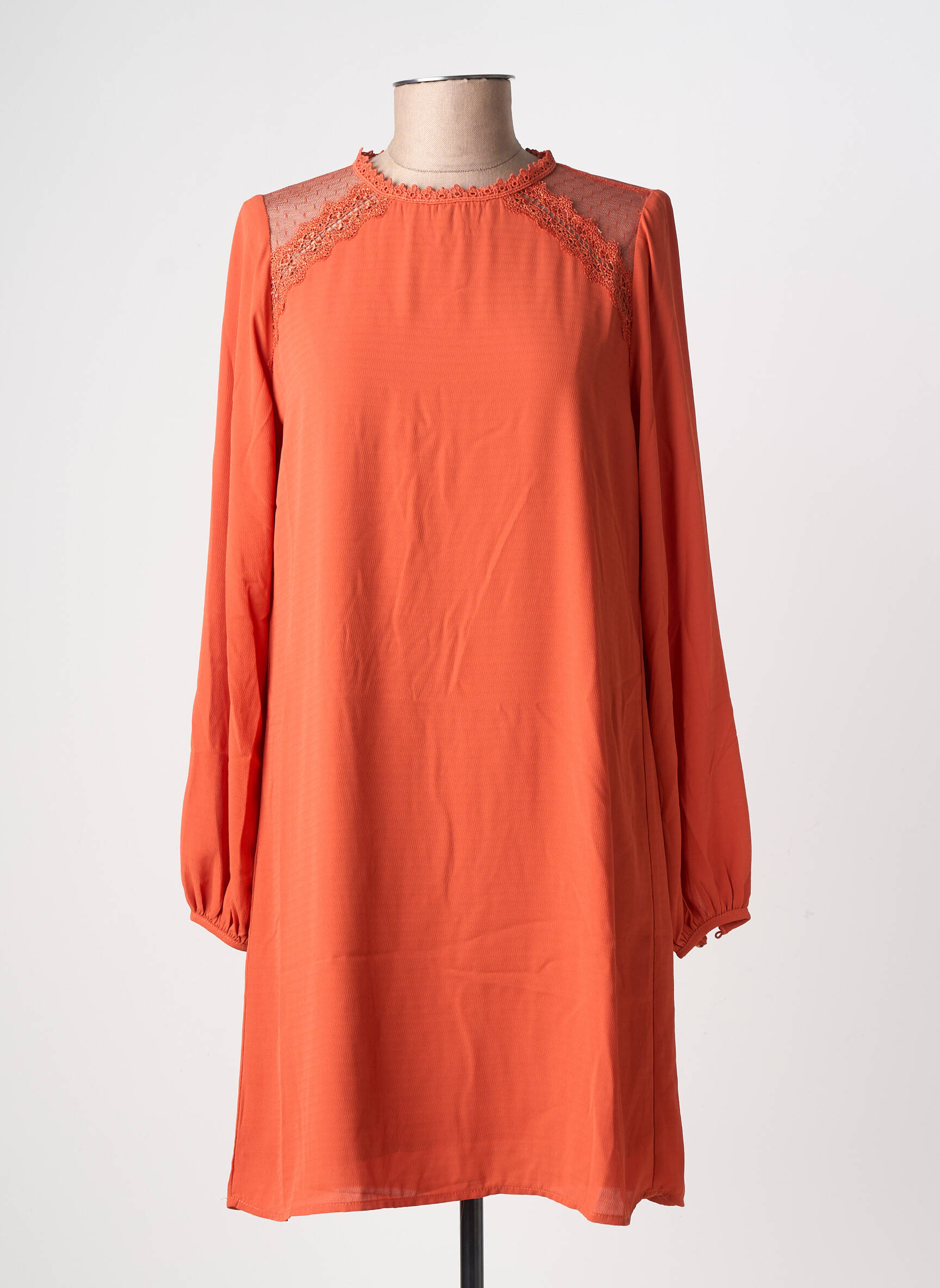 Robe courte manches longues manches longues orange MOLLY BRACKEN femme