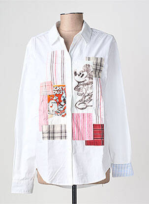 Chemisier coupe cintrée manches longues blanc DESIGUAL femme