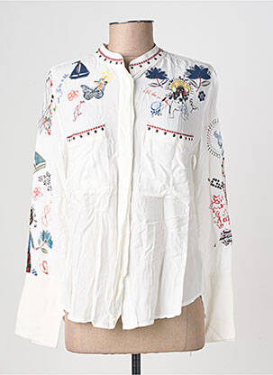 Chemisier col mao manches longues blanc DESIGUAL femme
