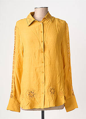 Chemisier coupe cintrée manches longues jaune DESIGUAL femme