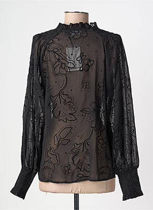 Blouse légère et transparente manches longues noir DESIGUAL femme