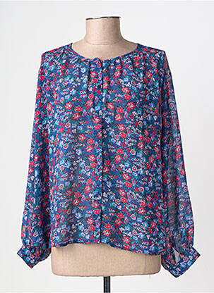 Blouse légère et transparente manches longues bleu GRACE & MILA femme