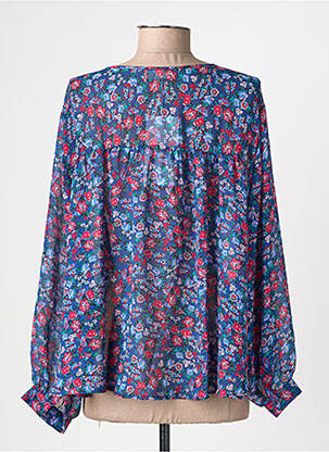 Blouse légère et transparente manches longues bleu GRACE & MILA femme