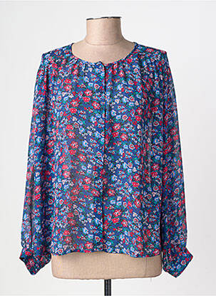 Blouse légère et transparente manches longues bleu GRACE & MILA femme