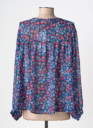 Blouse légère et transparente manches longues bleu GRACE & MILA femme
