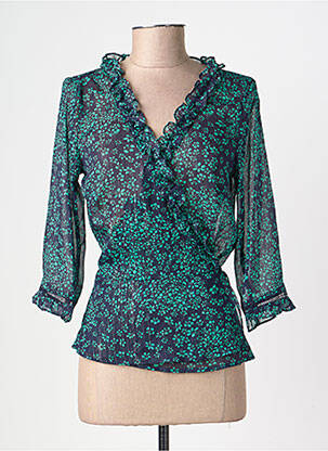 Blouse légère et transparente manches 3/4 vert GRACE & MILA femme