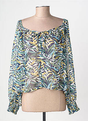 Blouse col rond manches longues vert GRACE & MILA femme