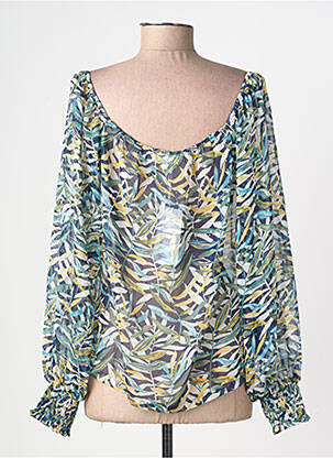 Blouse col rond manches longues vert GRACE & MILA femme