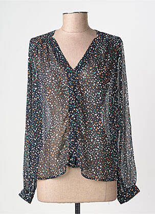 Chemisier tissage crêpe manches longues bleu GRACE & MILA femme