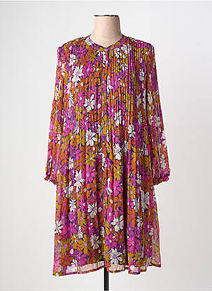 Robe mi-longue coupe fluide manches longues violet LA PETITE ETOILE femme