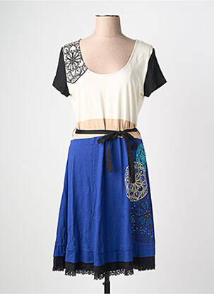 Robe mi-longue manches courtes manches courtes bleu DESIGUAL femme