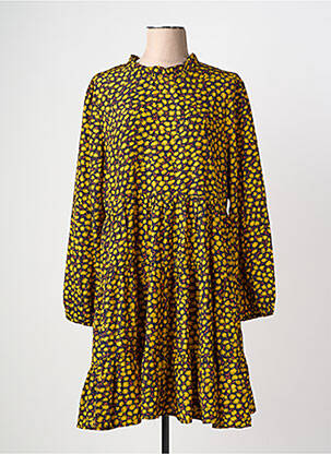 Robe mi-longue imprimé fantaisie manches longues jaune MOLLY BRACKEN femme