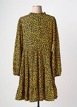 Robe mi-longue imprimé fantaisie manches longues jaune MOLLY BRACKEN femme