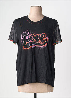 T-shirt sérigraphie manches courtes noir DESIGUAL femme